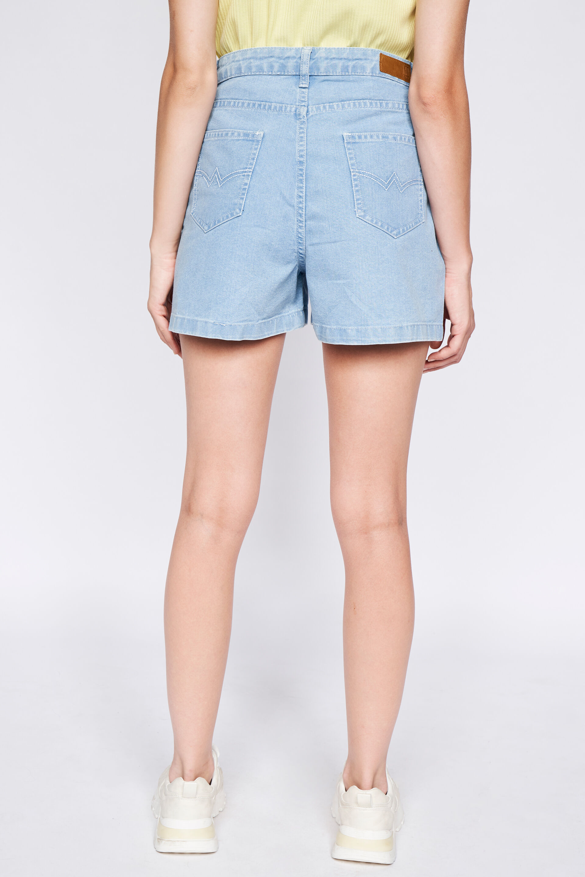 Light Blue Solid Straight Shorts, Light Blue, image 4